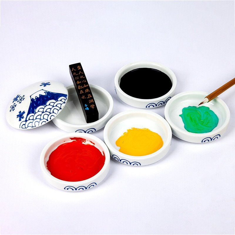 五层墨碟墨蝶陶瓷调墨盘国画调色碟颜料盘碟子多层水彩工笔画调色