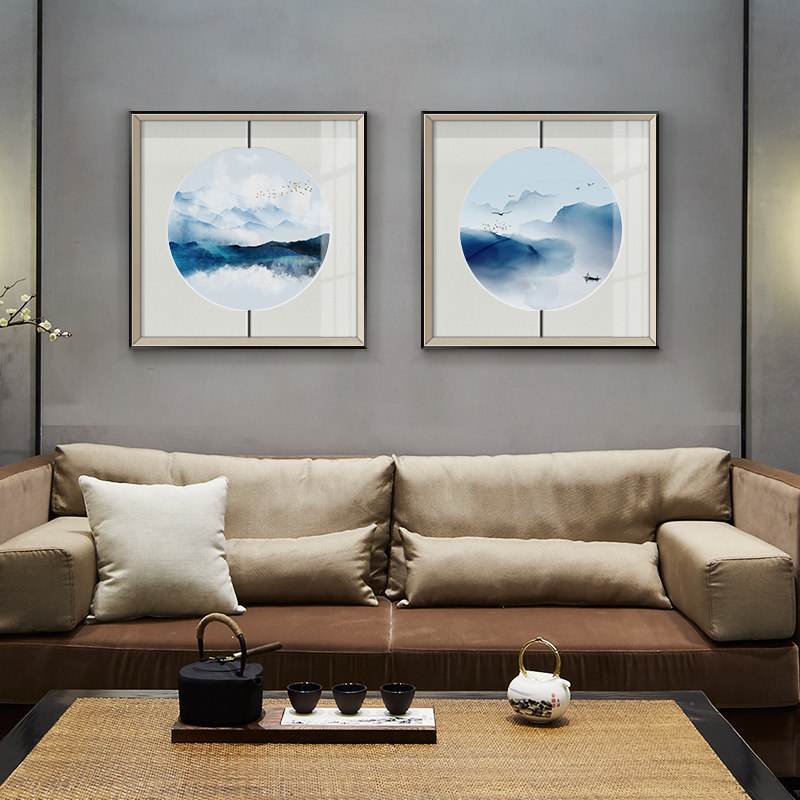新品新中式客厅装饰画别墅禅意山水挂画玄关走廊过道茶室水墨意境