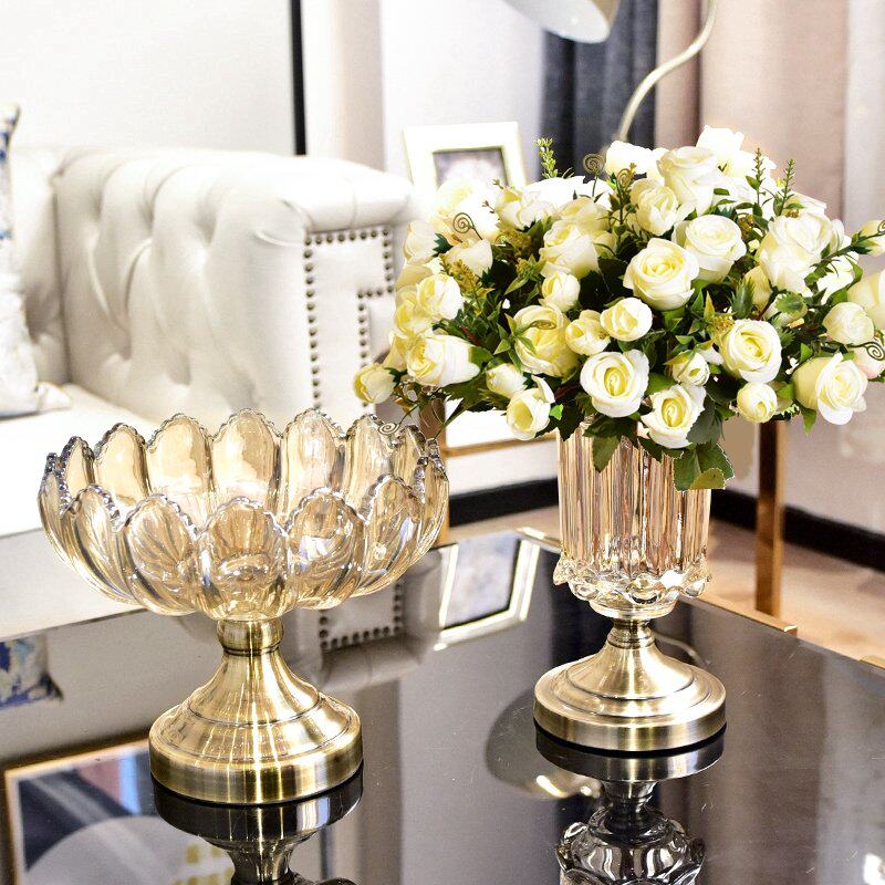 轻奢e水晶玻璃大号水果盘欧式奢华茶几客厅餐桌干果盘装饰美式摆