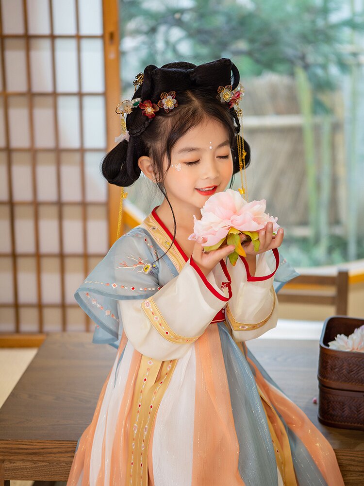 茗楠之家汉服女童春秋超仙古装儿童中国风襦裙改良小童宝宝春装