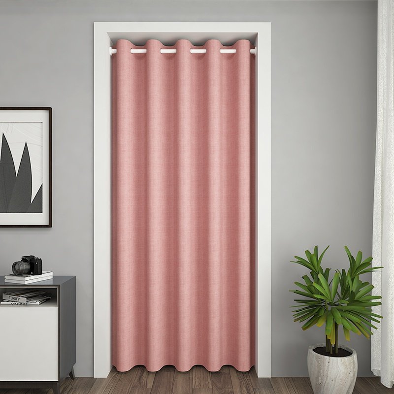 家用客厅空调隔热隔断门帘v防走冷免打孔伸缩杆房间分隔帘布遮光