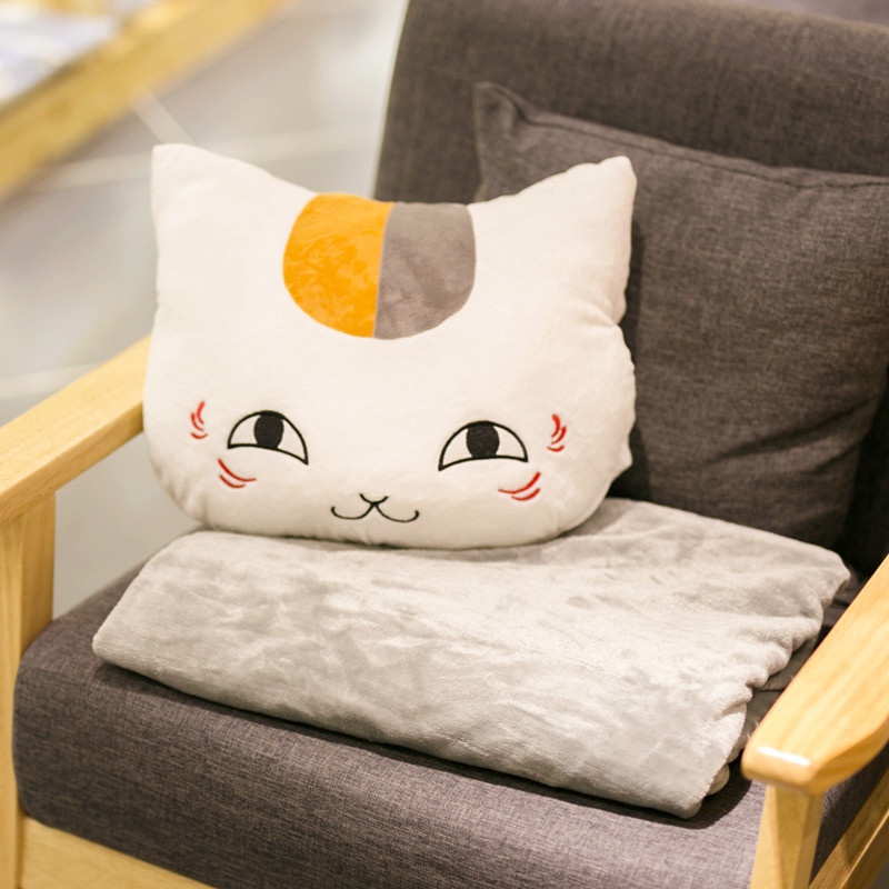 可爱猫咪老师抱枕被子两用暖手捂午睡神器趴睡枕办公室座椅腰靠枕