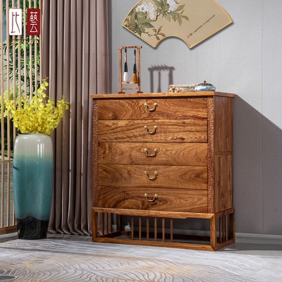 红木五斗橱_红木家具刺猬紫檀五斗柜卧室新中式花梨木实木储物抽屉柜