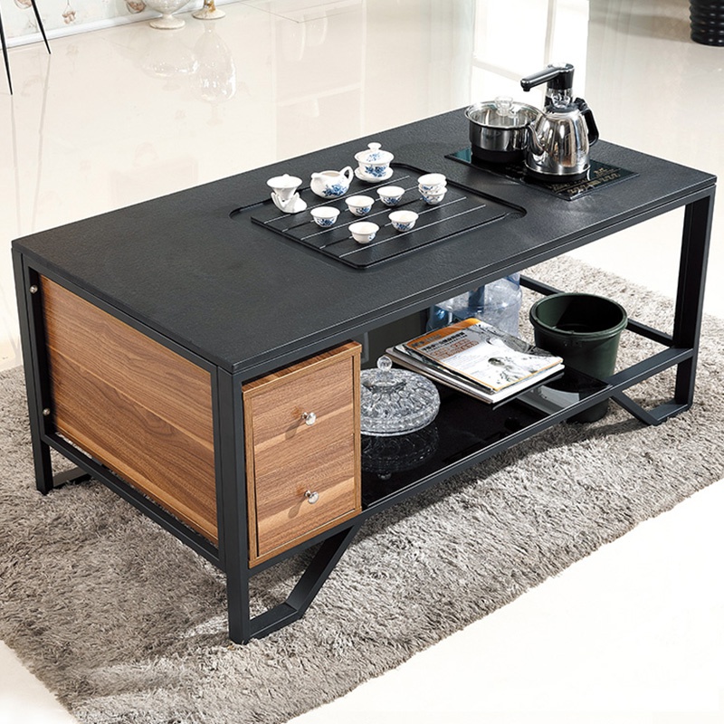 火烧石功夫茶几简约现代自动上水办公茶桌大理石泡茶茶台带电磁炉