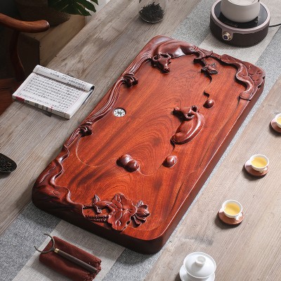 茶盘实木花梨木雕刻图片