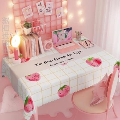 少女心桌布粉色公主风正方形桌布公主风学习桌垫免洗粉色防水餐桌