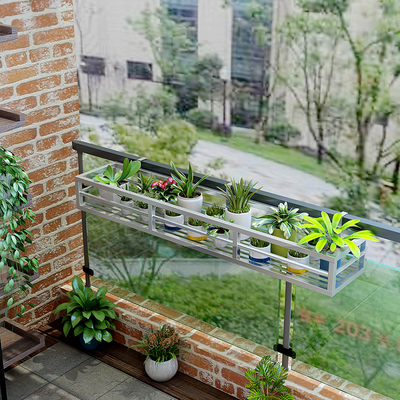 阳台不锈钢栏杆花架防盗窗台户外铁艺悬挂围栏护栏挂式花架置物架