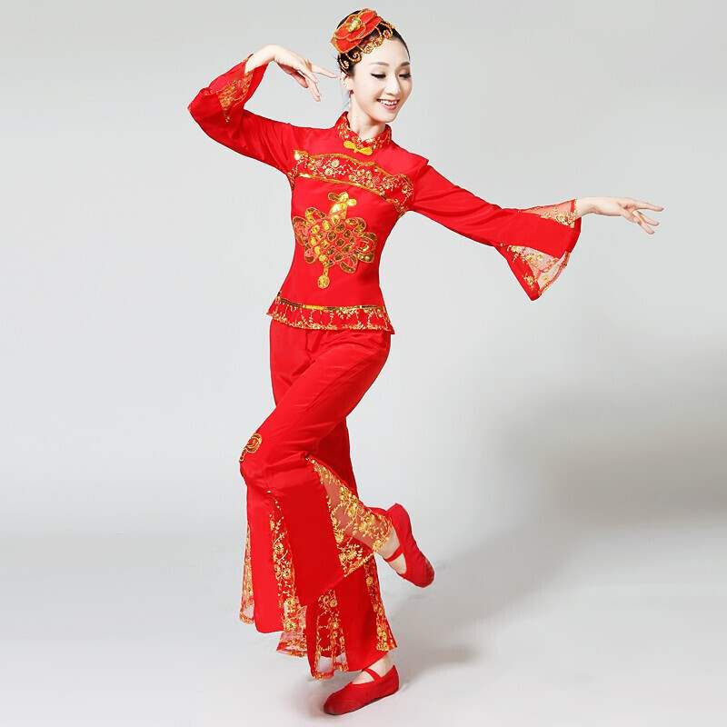 秧歌服女表演腰鼓演出服中老年广场舞服装新款套装冬季2020跳舞衣