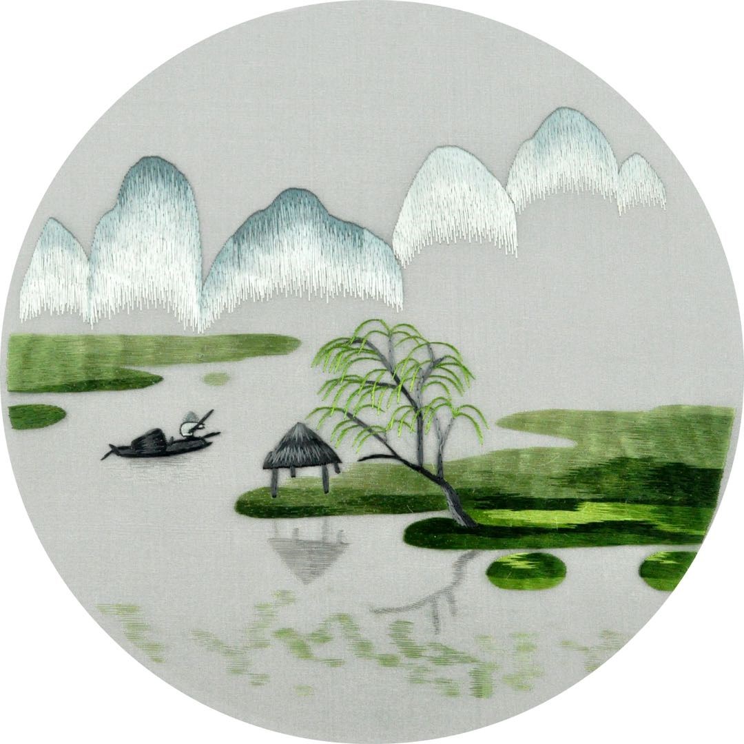 新品[包邮]苏绣diy初学套件0基础针迹扫描山水图手工刺绣装饰