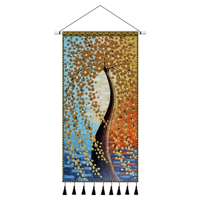 北欧挂毯布艺挂画中式中国风客厅入户玄关装饰布画超l大竖版挂布