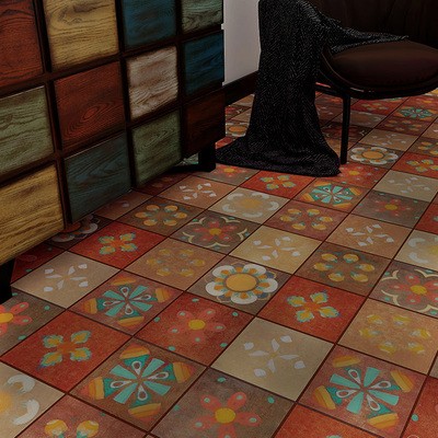 厨房地板砖贴纸自粘美式复古瓷砖仿古砖地砖地面防滑墙贴阳台欧式