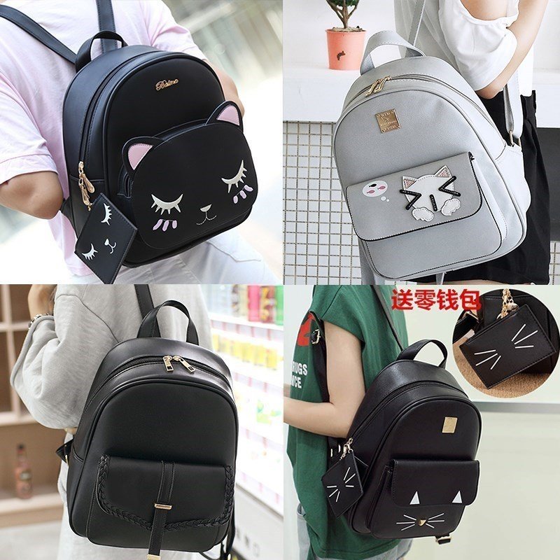 新品复古双肩包女百搭2018春新款潮韩版少女背包学生书包女软皮旅