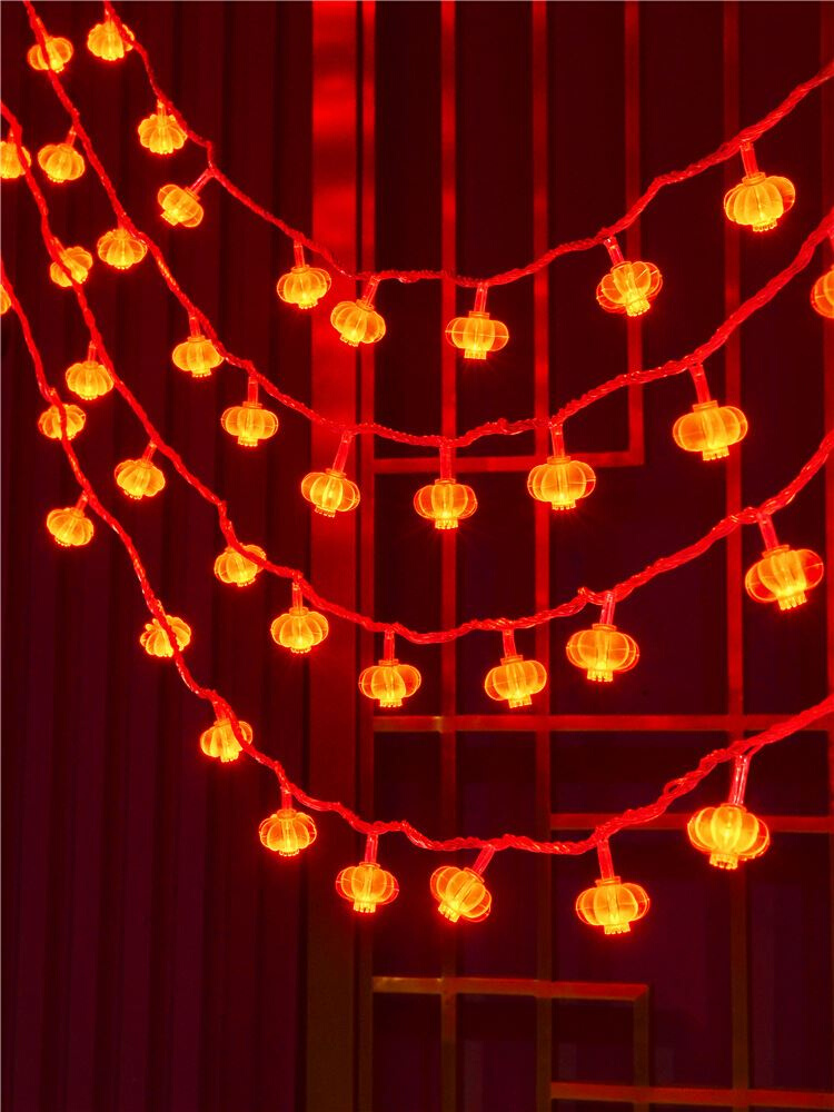 过年彩灯春节窗户灯饰小红灯笼闪灯串过年挂饰春节阳台装饰家用