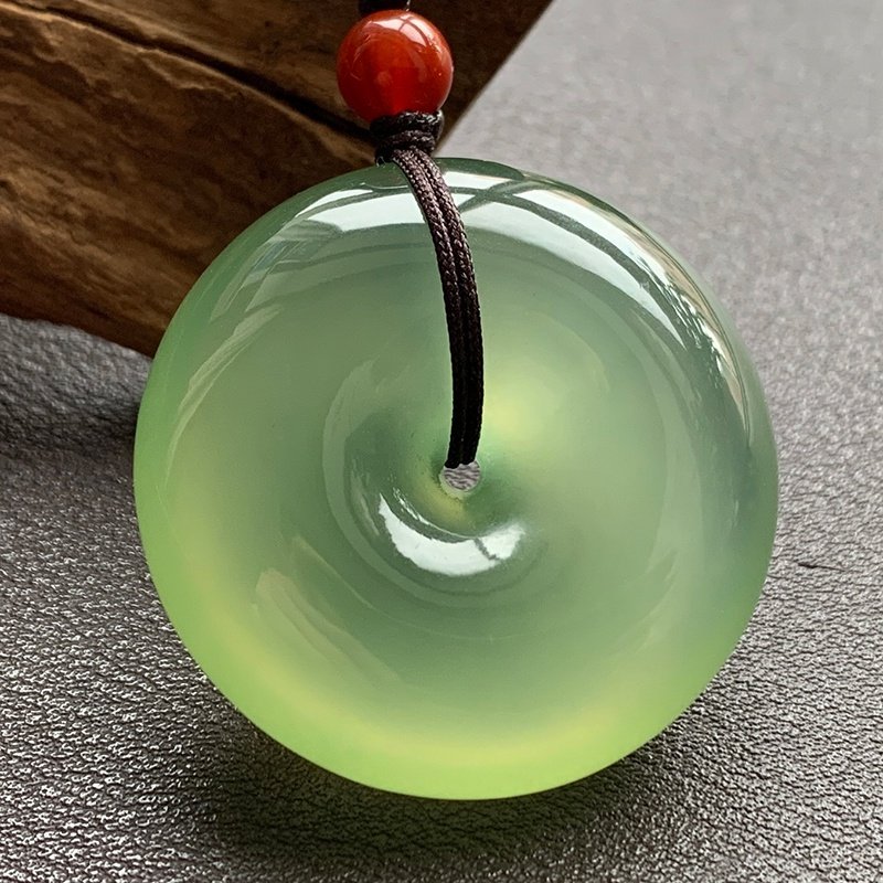 辽宁岫玉岫岩玉平安扣玉坠女冰种白色玉石小玉扣挂件和氏璧吊坠款