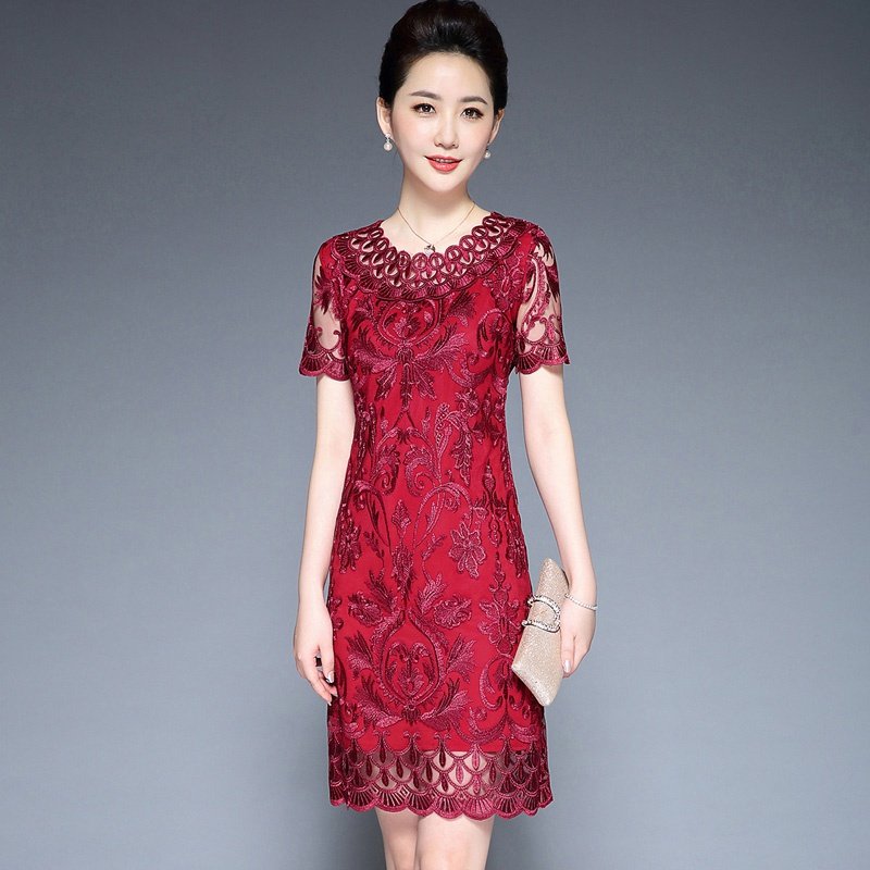 参加新娘婚礼妈妈礼服装夏季喜庆结婚母亲装婚庆喜婆婆婚宴连衣裙