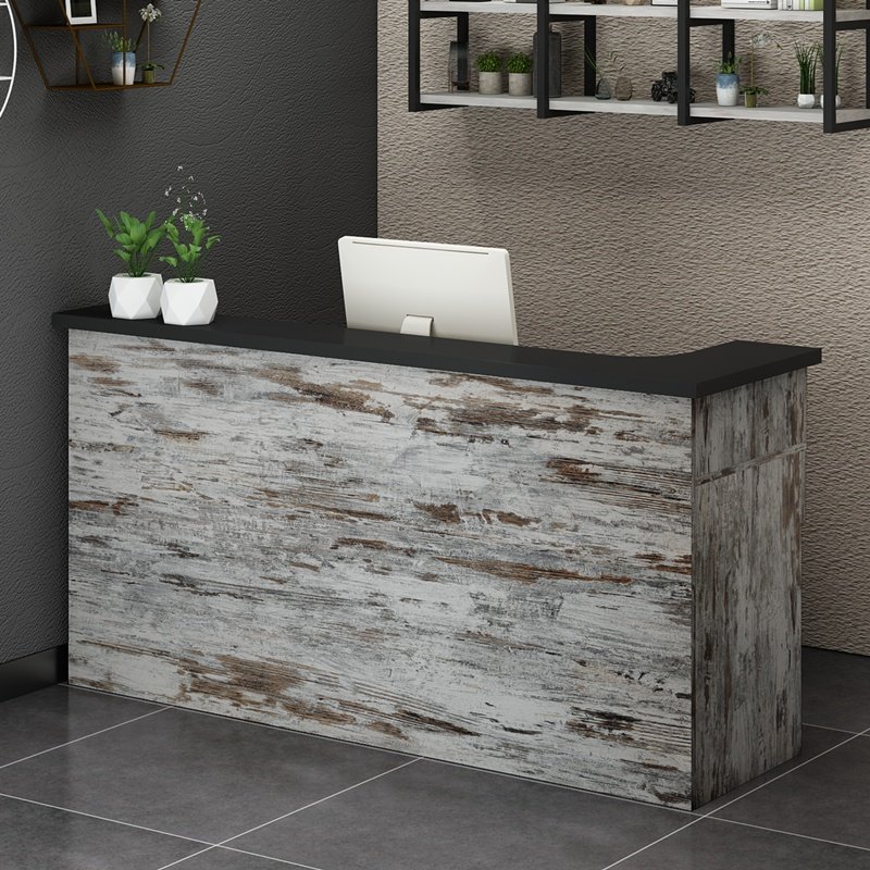 公司转角前台烤漆弧形接待台吧台简约弧形桌4s美容店铺收银台办公