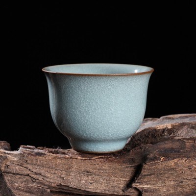 龙泉青瓷王文手工鱼籽纹主人杯百圾碎品茗杯功夫s茶杯陶瓷冰