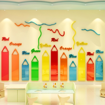 创意蜡笔幼儿园y墙贴环创材料墙面装饰美术室文化墙辅导班画室布