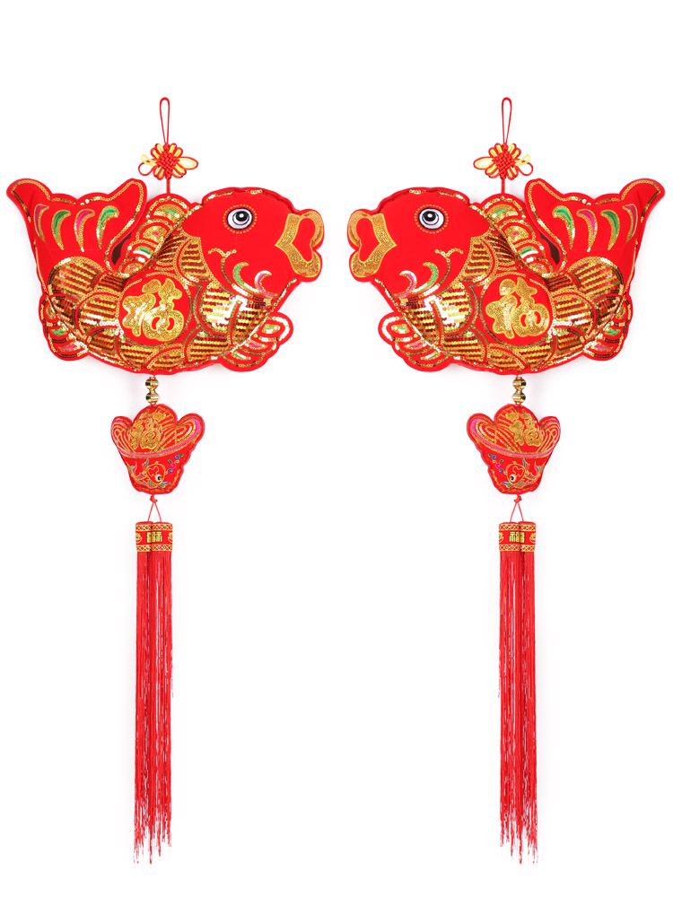 中国结挂饰鱼挂件福字客厅大号小号装饰家居乔迁平安鲤鱼红色新款