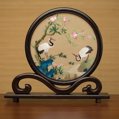 刺绣摆件创意苏州工艺饰品中国风桌m面台屏双面绣美小屏风商务礼