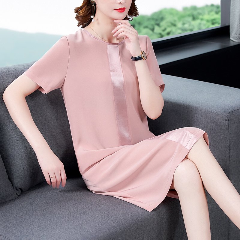 醋酸缎面连衣裙女夏真丝桑蚕丝大码