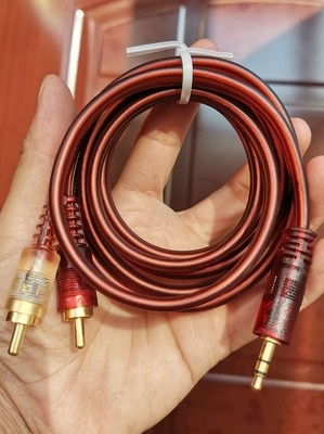 电脑手机插功放音频线有源音箱蓝牙转接双莲花无氧铜防冻柔软包邮