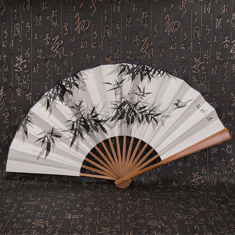 寸男士手绘折扇中国风宣纸绘画书法礼品扇古风日用大x号棕竹扇—扇子