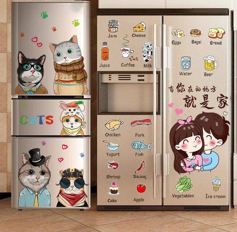 冰箱贴纸 3d立体 创意冰箱贴纸全贴双开门粘贴贴在冰箱上的贴画.