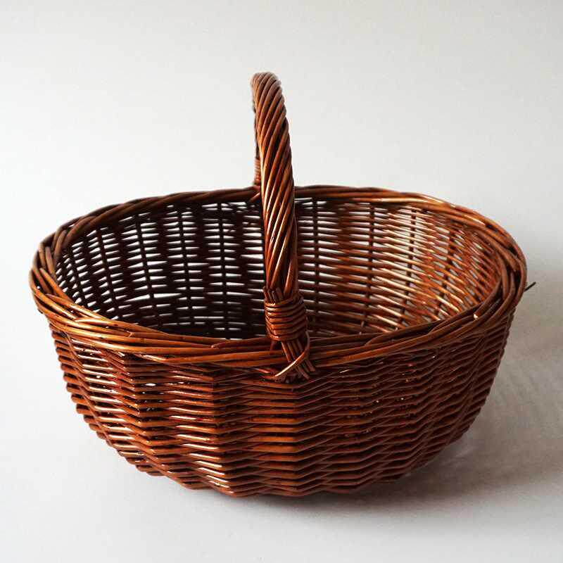 菜篮大野餐篮购物大号收纳手提柳编编织竹编藤编篮子织花花篮田园