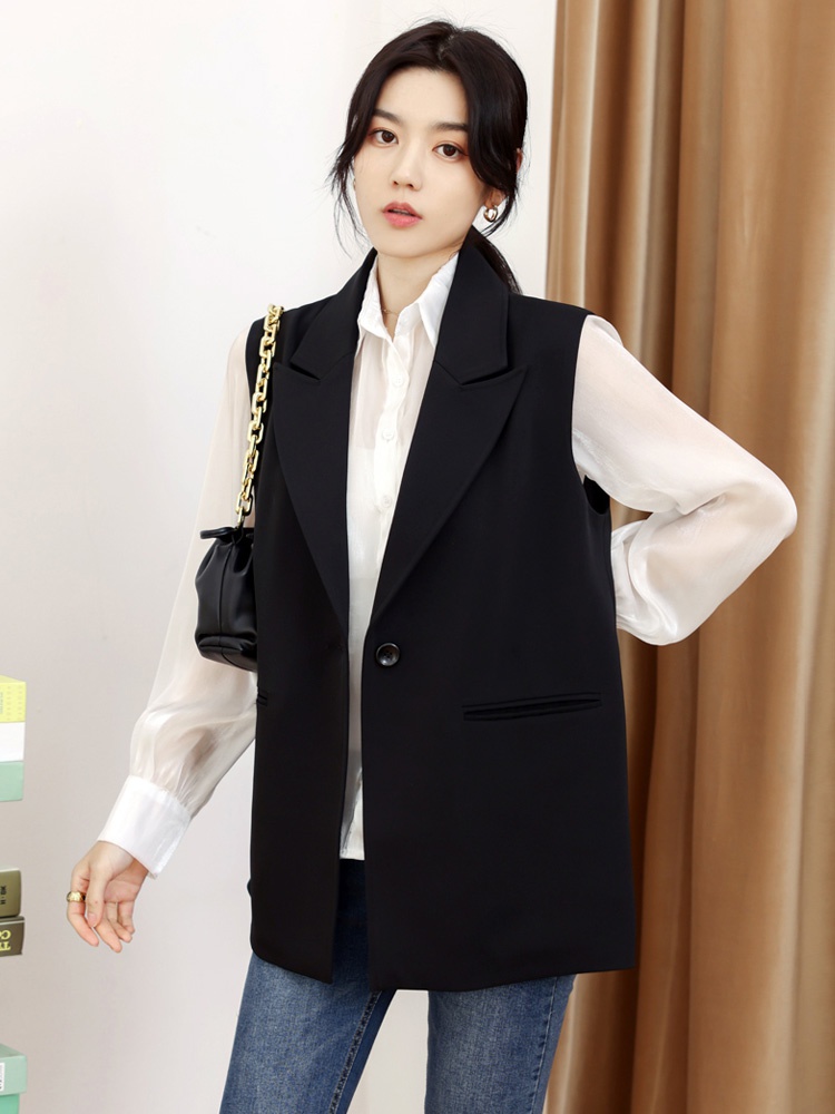 黑色西装马甲女春秋薄款2021新款时尚百搭短款坎肩洋气外穿马夹潮