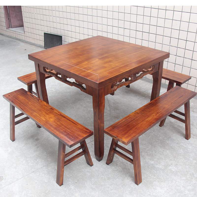 正方形桌子实木q中式饭店桌椅组合四方餐桌面馆方桌家用八仙桌酒