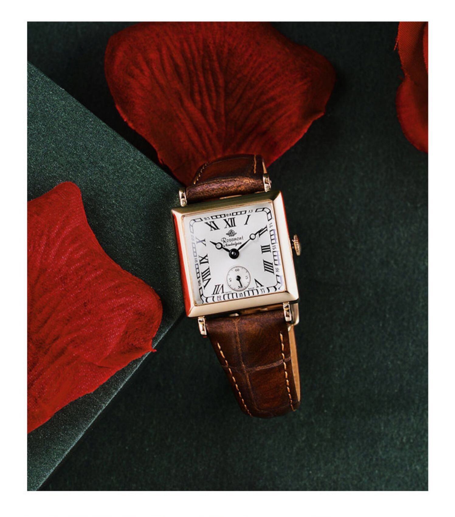 瑞士rosemont罗斯蒙特小巧皮带方形简约复古手表孙艺珍梁静茹同款