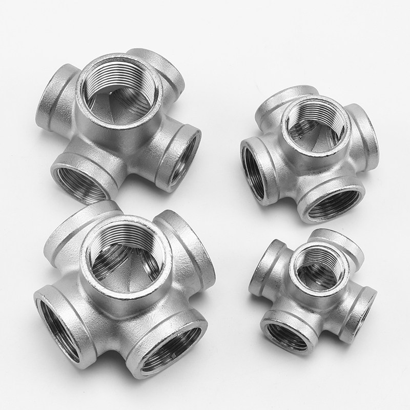 特价不锈钢管件_304不锈钢内丝五通dn15立体内牙5通管件4/6分1寸等径