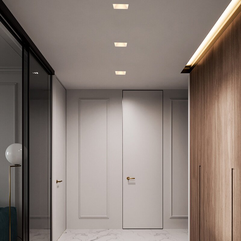 方形无边框射灯嵌入式防眩led天花店铺开孔75无主灯照明调光筒灯