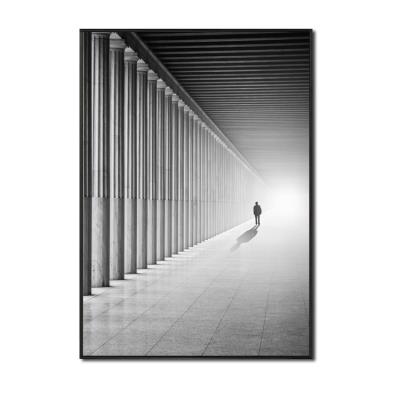 大幅黑白灰轻奢工业风装饰画空间延伸感y别墅北欧挂画客餐厅玄关