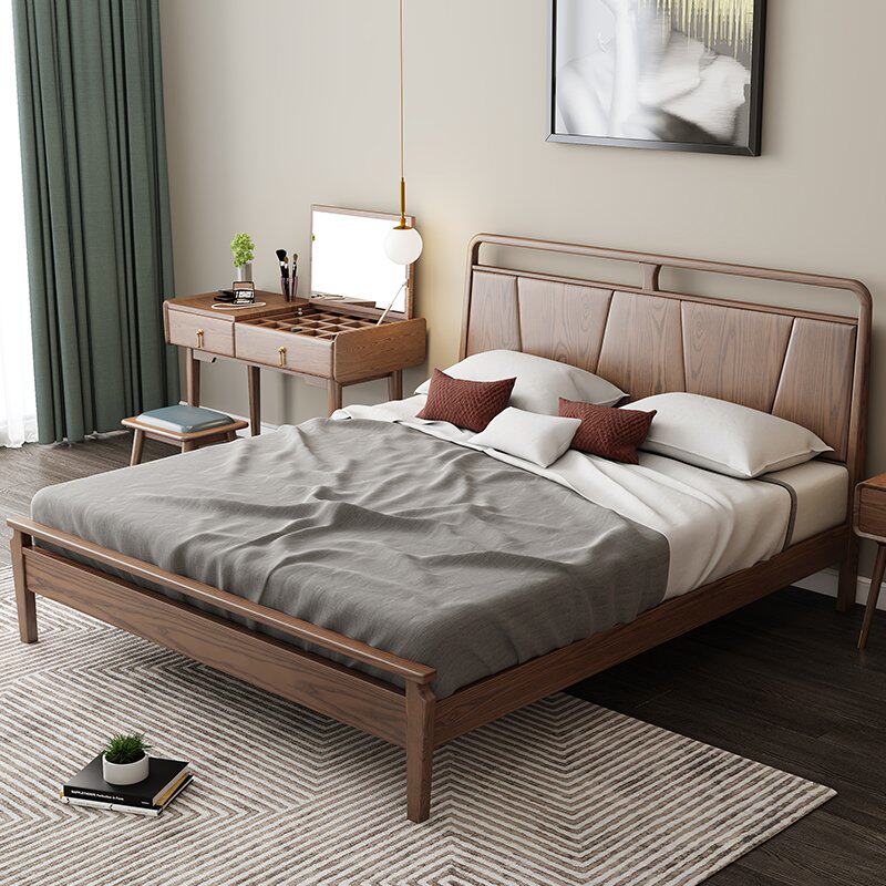 全实木床北欧15米18米双人床现代简约卧室婚床北欧中式新品家具