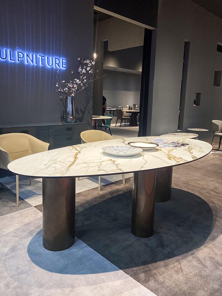 意大利进口潘多拉奢石餐桌椭圆形设计师样板间大平层别墅轻奢餐桌