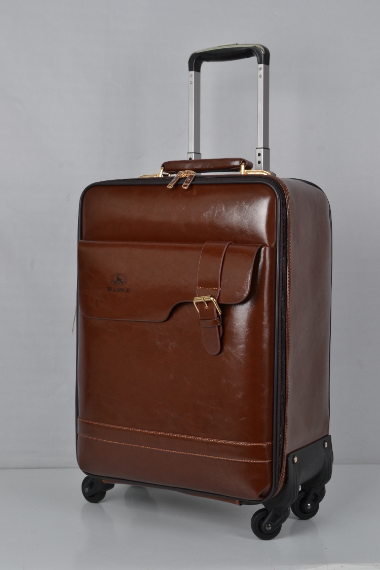 商务复古皮箱拉杆箱16寸男登机箱女20寸万向轮行李箱24寸pu旅行箱