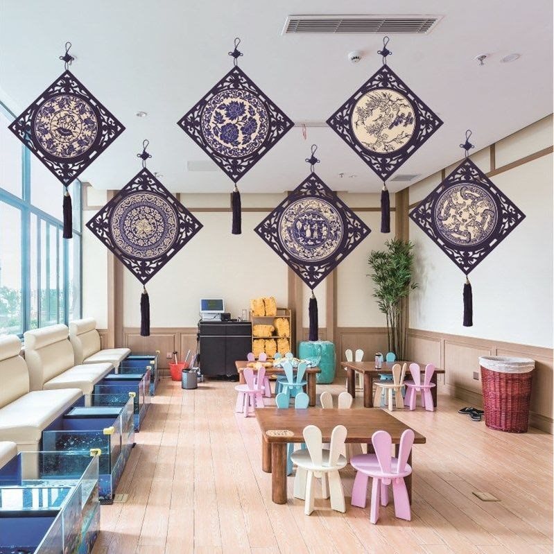 青花瓷古典中国风挂饰装饰幼儿园教室走廊楼道环创布置空中吊饰