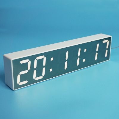 床头led电子钟客厅卧室挂钟日历钟表夜光静音镜面小闹钟