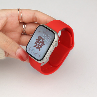 红色表带适用iwatch苹果手表s9新款applewatch98765代se运动s8硅胶s7新年se春夏天ultra2高级感手表带男女生
