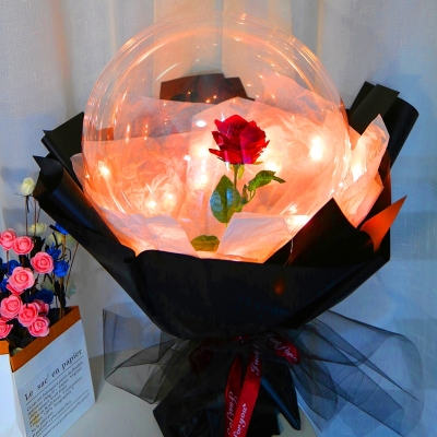 新品网红抖音小王子的玫瑰花太空玫瑰花diy材料包波波球玫瑰花束