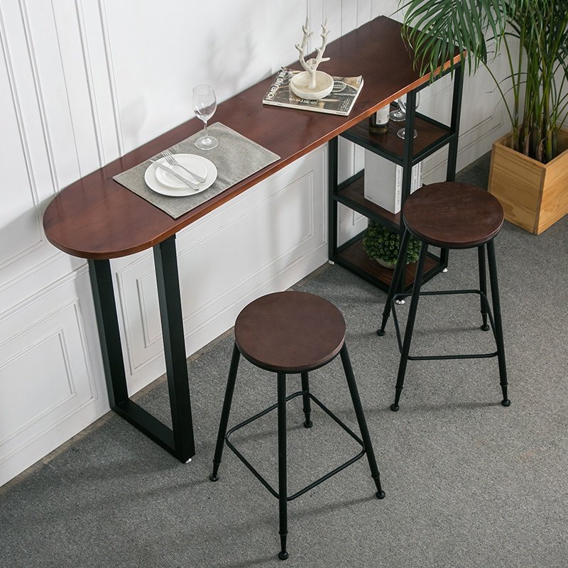 (今日8.5折)简约实木吧台桌复古休闲咖啡厅靠d墙吧台桌家用酒吧长条实