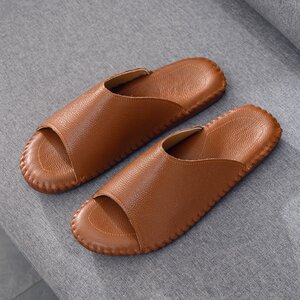 手工牛皮拖鞋女士图片