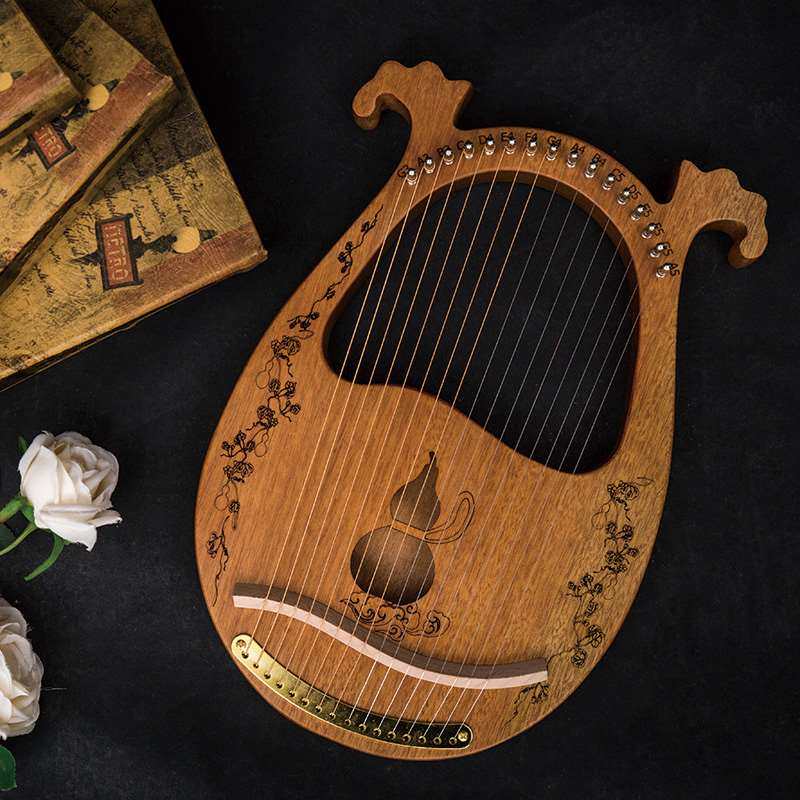 高档祥云16音板式莱雅琴竖琴里拉琴乐器初学者弹更多歌曲音更纯正