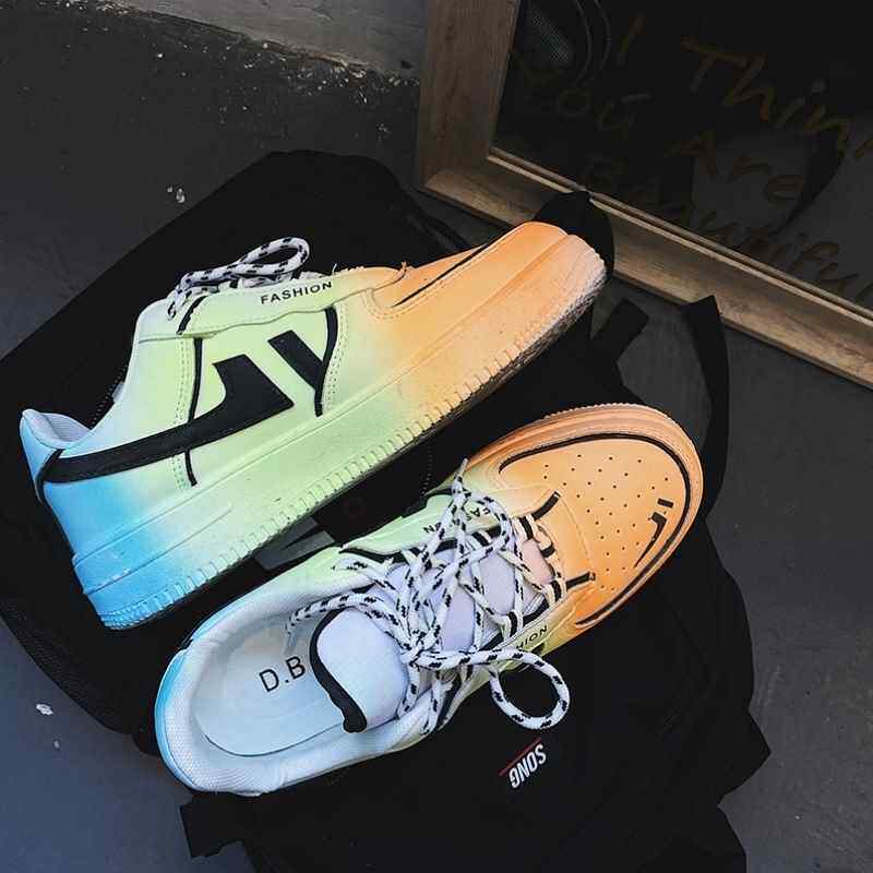 aj高帮鞋空军一号板鞋潮流韩版百搭涂鸦彩色夏季男生运动休闲潮鞋