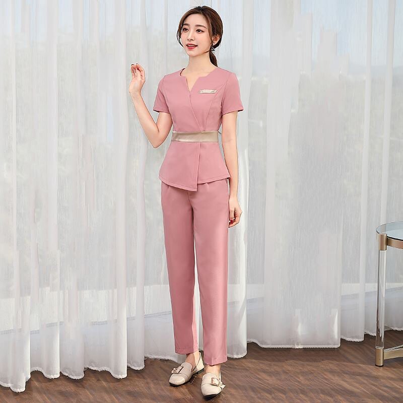 美容院工作服女夏季美容师养生足浴足疗技师套装新款高端气质高级
