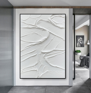 o纯手绘油画欧式轻奢抽象白色巨幅装饰画白色物语玄关走廊挂画