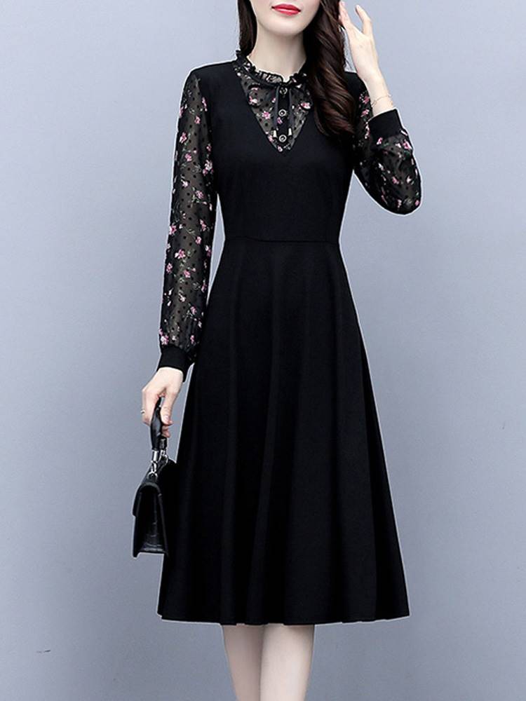 40岁中年妈妈秋冬洋气长袖连衣裙大码女装贵夫人气质显年轻打底裙