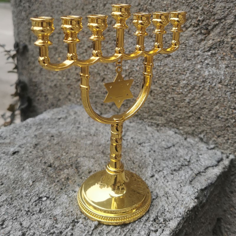 基督教主内礼品六芒星金灯台烛台